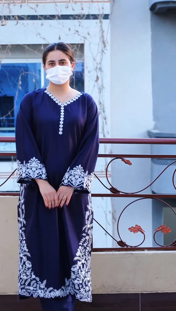 Blue Elegant Emb 2Pc