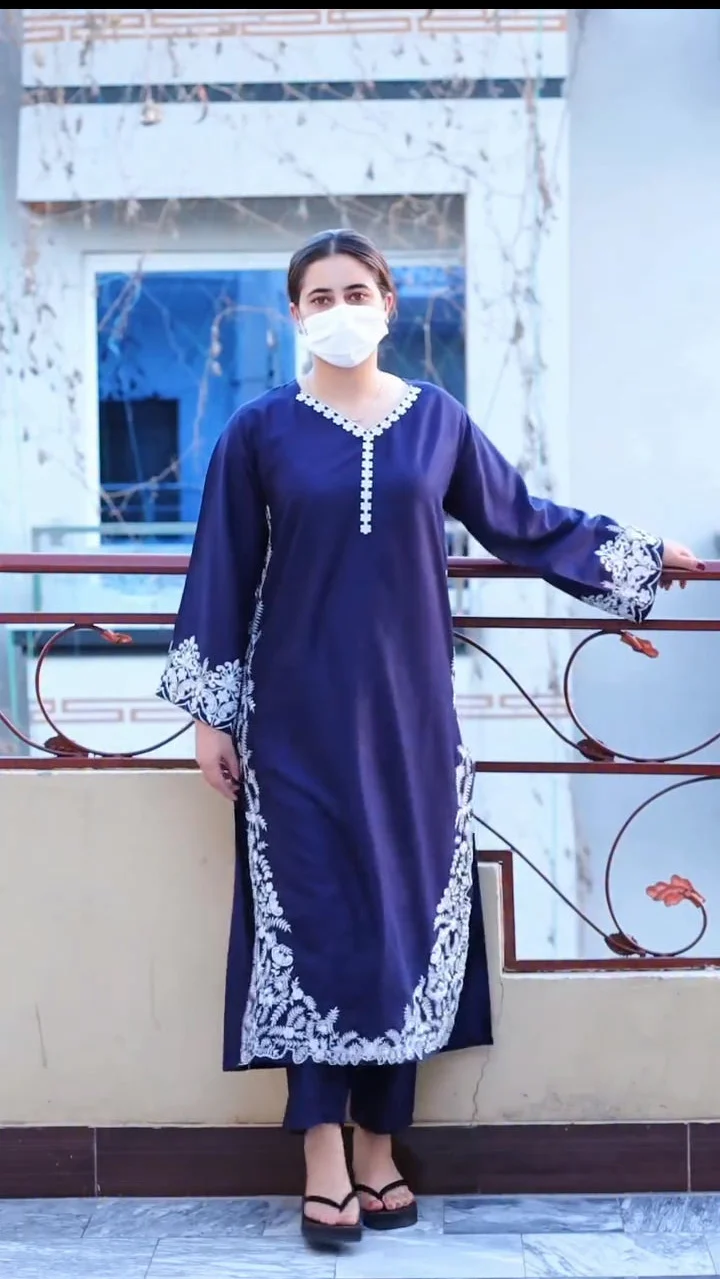 Blue Elegant Emb 2Pc