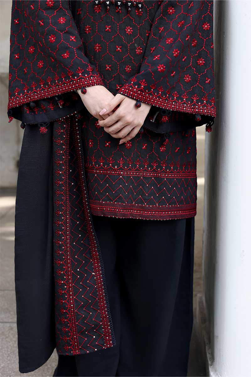 GARNET GRACE-3PC DHANAK EMBROIDERED SUIT